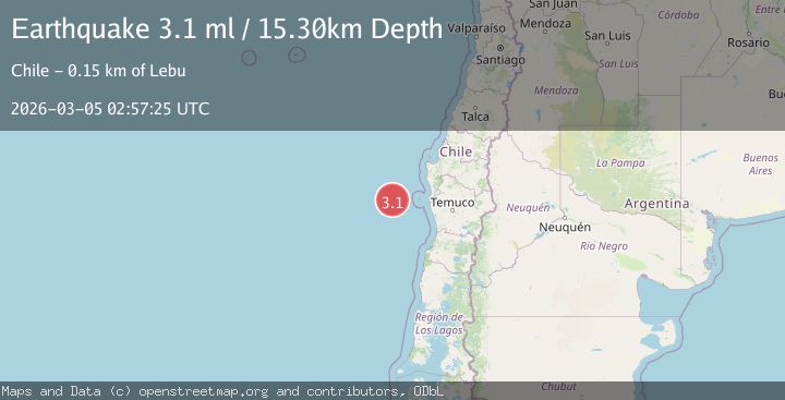 Map of off the coast of Bio-Bio, Chile