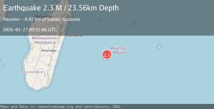 Map of Mauritius - Reunion region