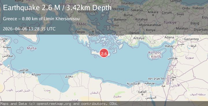 Map of Offshore Crete, Greece