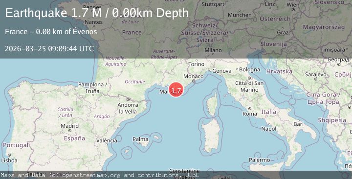 Map of near the south coast of France
