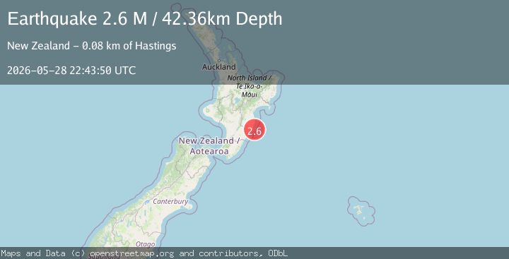 Map of off the east coast of the North Island of New Zealand