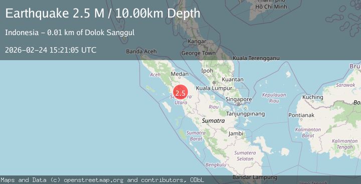 Map of northern Sumatra, Indonesia