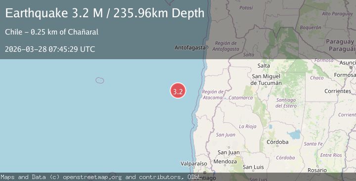 Map of off the coast of Atacama, Chile