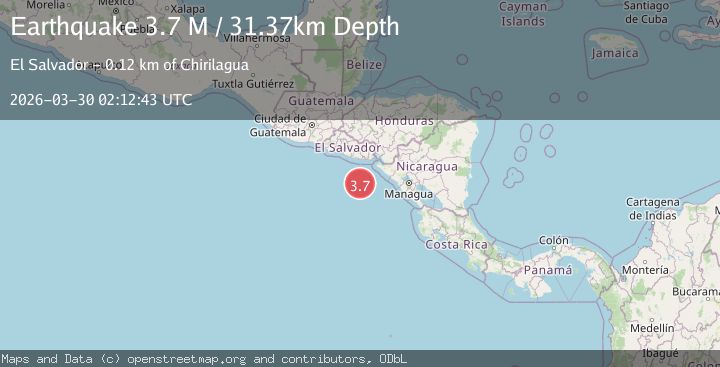 Map of off the coast of Central America