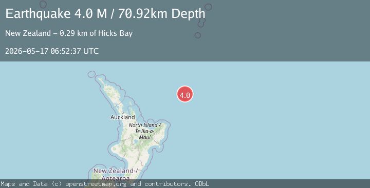 Map of east of the North Island of New Zealand