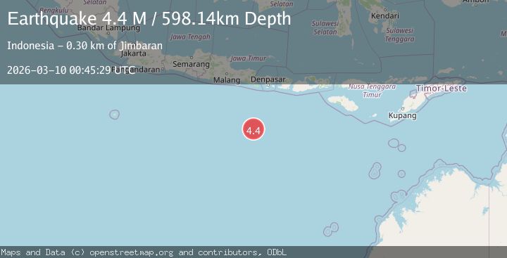 Map of south of Bali, Indonesia