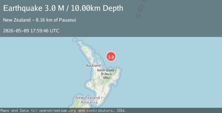 Map of off the east coast of the North Island of New Zealand