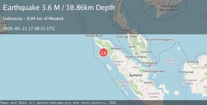 Map of northern Sumatra, Indonesia