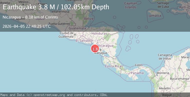 Map of near the coast of Nicaragua