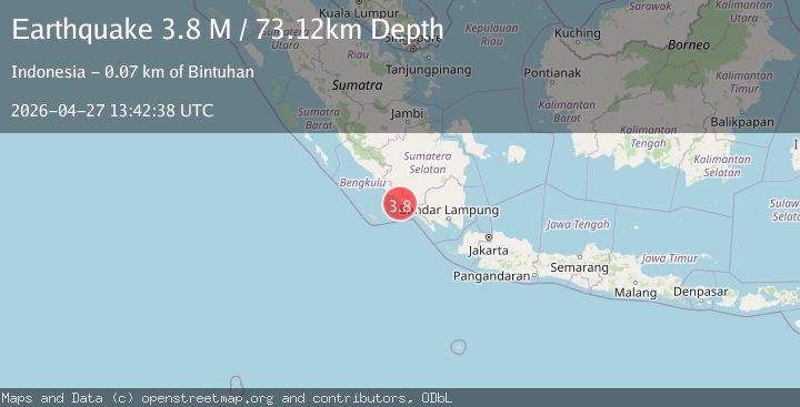 Map of southern Sumatra, Indonesia