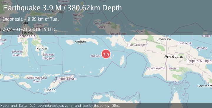 Map of Kepulauan Aru region, Indonesia