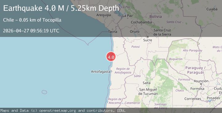 Map of near the coast of Antofagasta, Chile