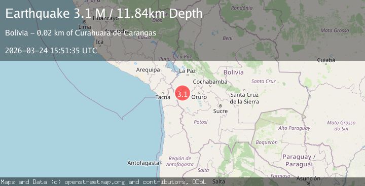 Map of Oruro, Bolivia