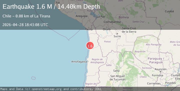 Map of near the coast of Antofagasta, Chile