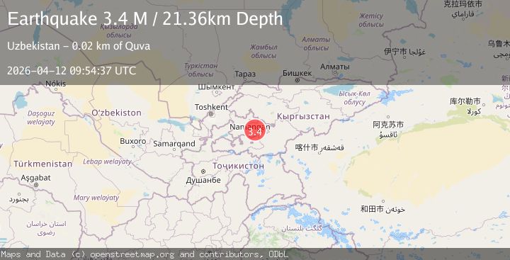 Map of eastern Uzbekistan