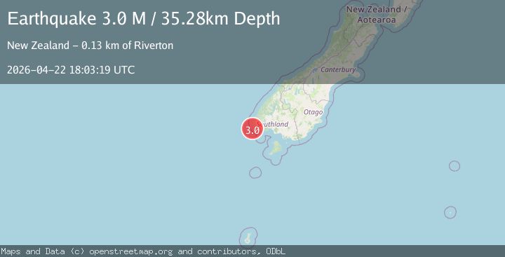 Map of off the west coast of the South Island of New Zealand