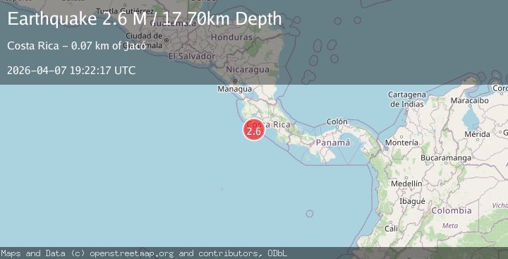 Map of off the coast of Costa Rica