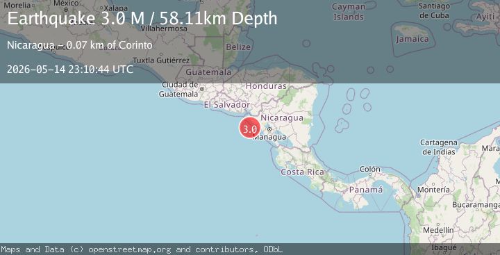 Map of near the coast of Nicaragua