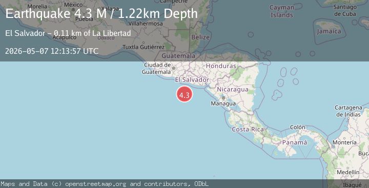 Map of off the coast of Central America