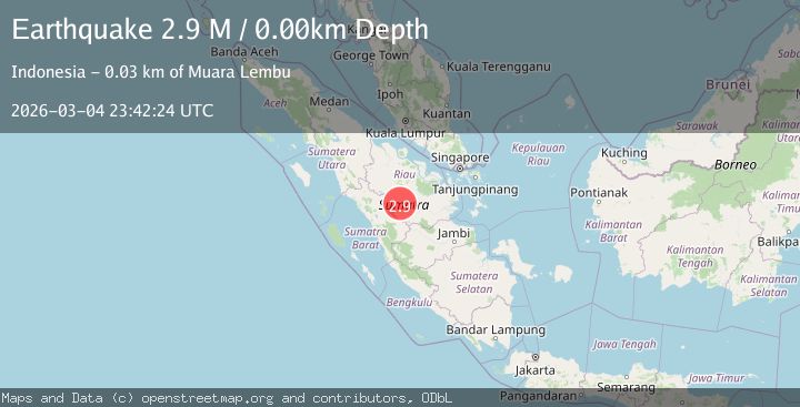 Map of southern Sumatra, Indonesia