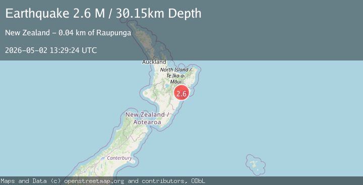 Map of off the east coast of the North Island of New Zealand