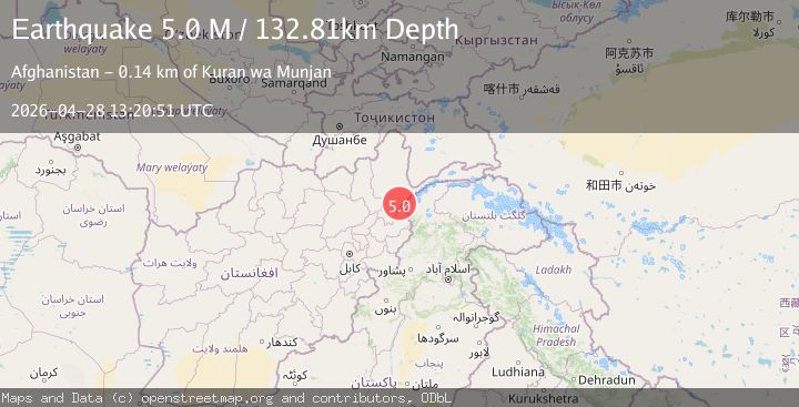 Map of Hindu Kush region, Afghanistan