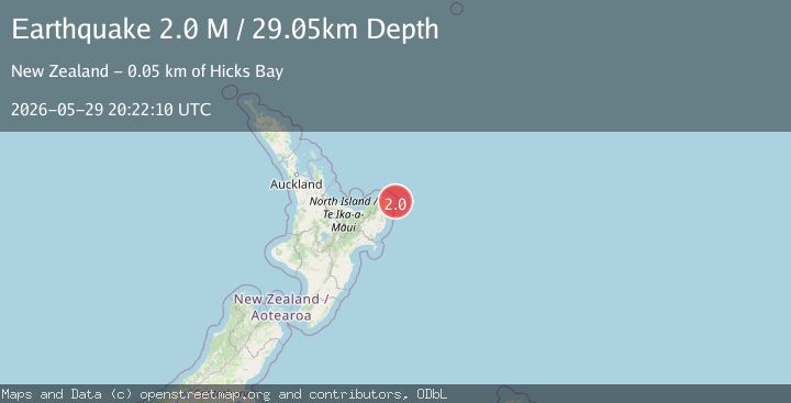 Map of off the east coast of the North Island of New Zealand