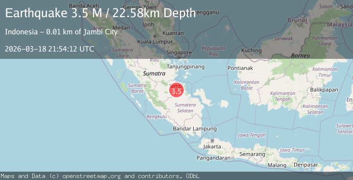 Map of southern Sumatra, Indonesia