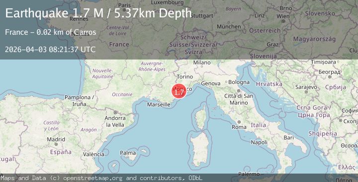 Map of near the south coast of France