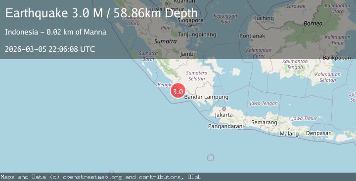 Map of southern Sumatra, Indonesia