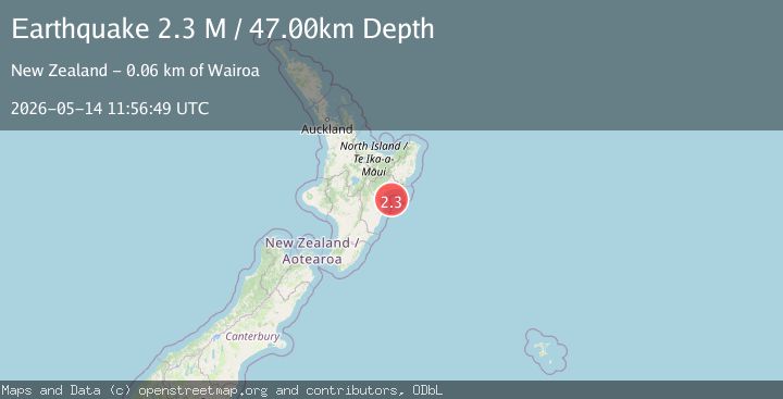 Map of off the east coast of the North Island of New Zealand