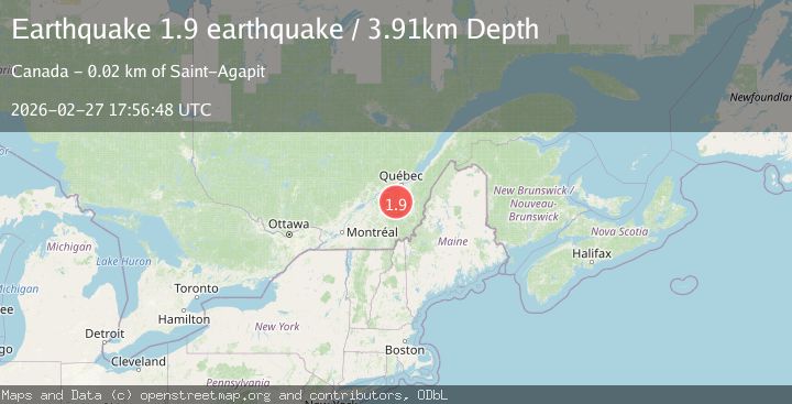 Map of southern Quebec, Canada