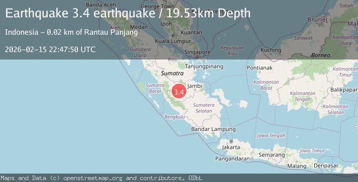 Map of southern Sumatra, Indonesia