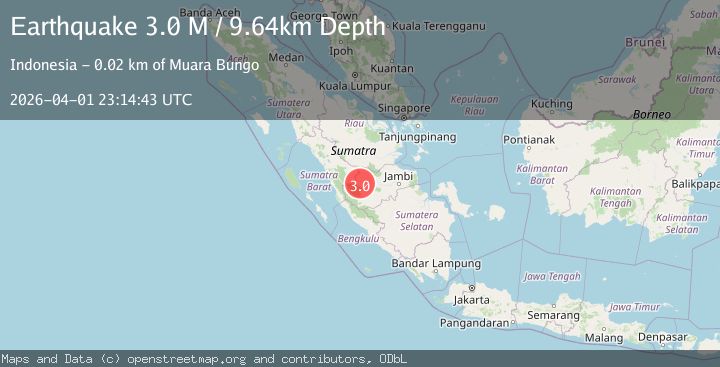 Map of southern Sumatra, Indonesia