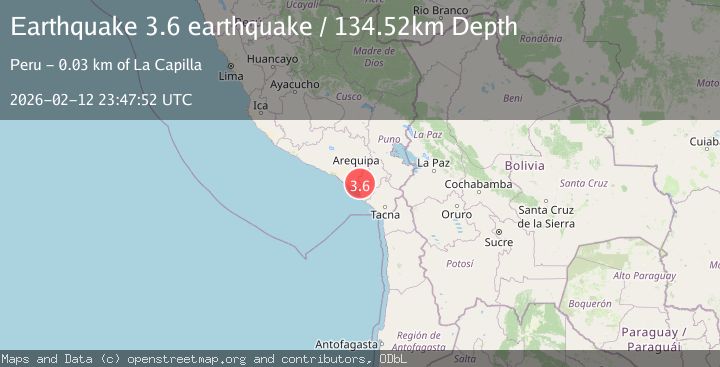 Map of near the coast of southern Peru