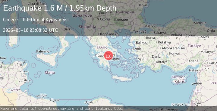 Map of Peloponnese Region, Greece