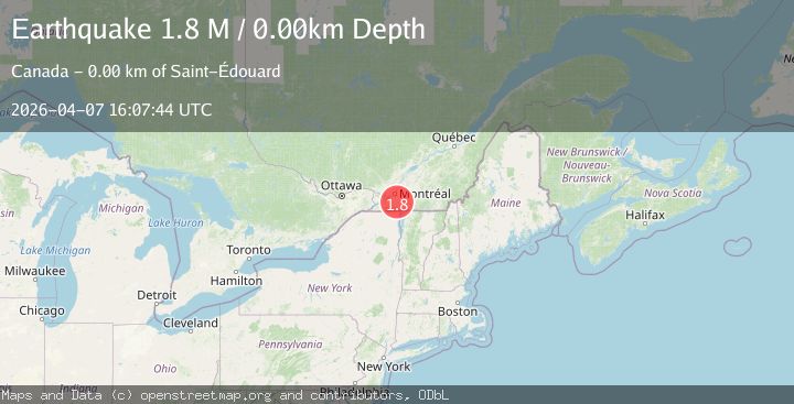 Map of southern Quebec, Canada