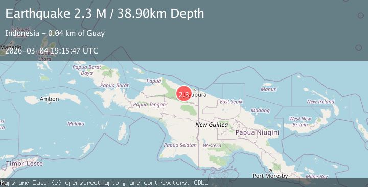 Map of near the north coast of Papua, Indonesia