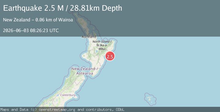 Map of off the east coast of the North Island of New Zealand