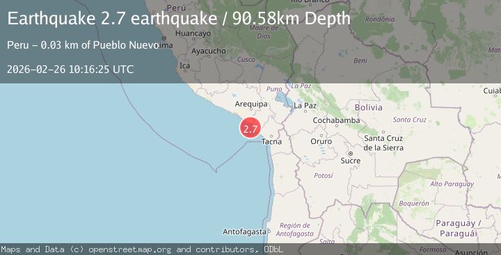 Map of near the coast of southern Peru