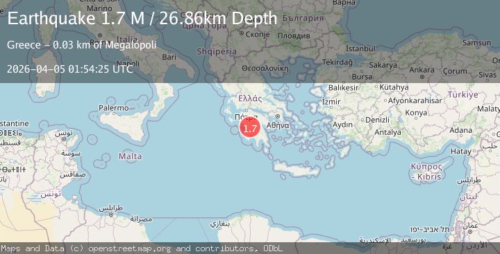 Map of Peloponnese Region, Greece