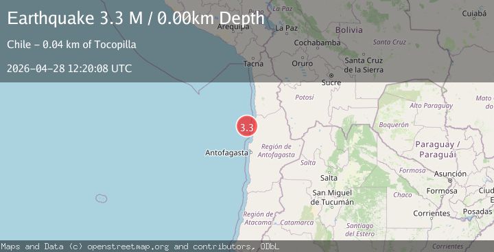 Map of near the coast of Antofagasta, Chile