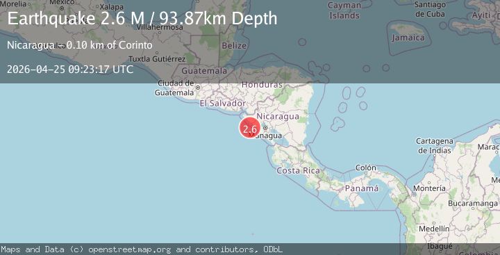 Map of near the coast of Nicaragua
