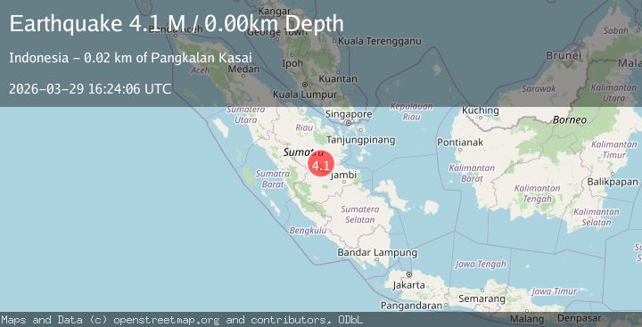 Map of southern Sumatra, Indonesia