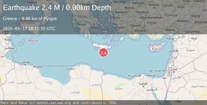 Map of Offshore Crete, Greece