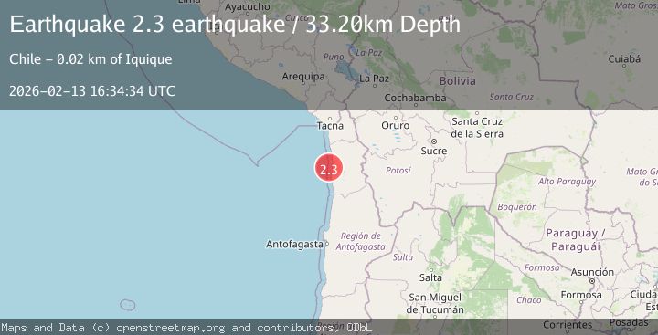 Map of near the coast of Tarapaca, Chile