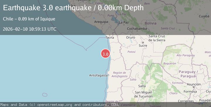 Map of near the coast of Tarapaca, Chile