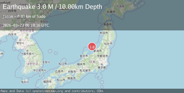 Map of near the west coast of Honshu, Japan