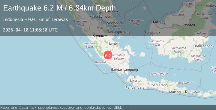 Map of southern Sumatra, Indonesia