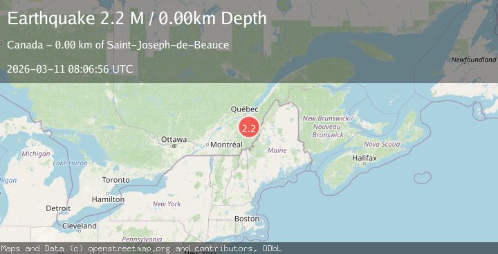 Map of southern Quebec, Canada